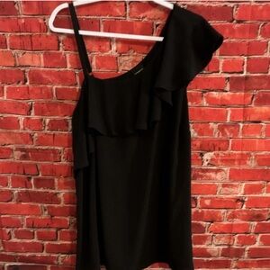 Torrid Women’s Blouse Size 1 Black One Shoulder Ruffle Crepe Sleeveless Pullover